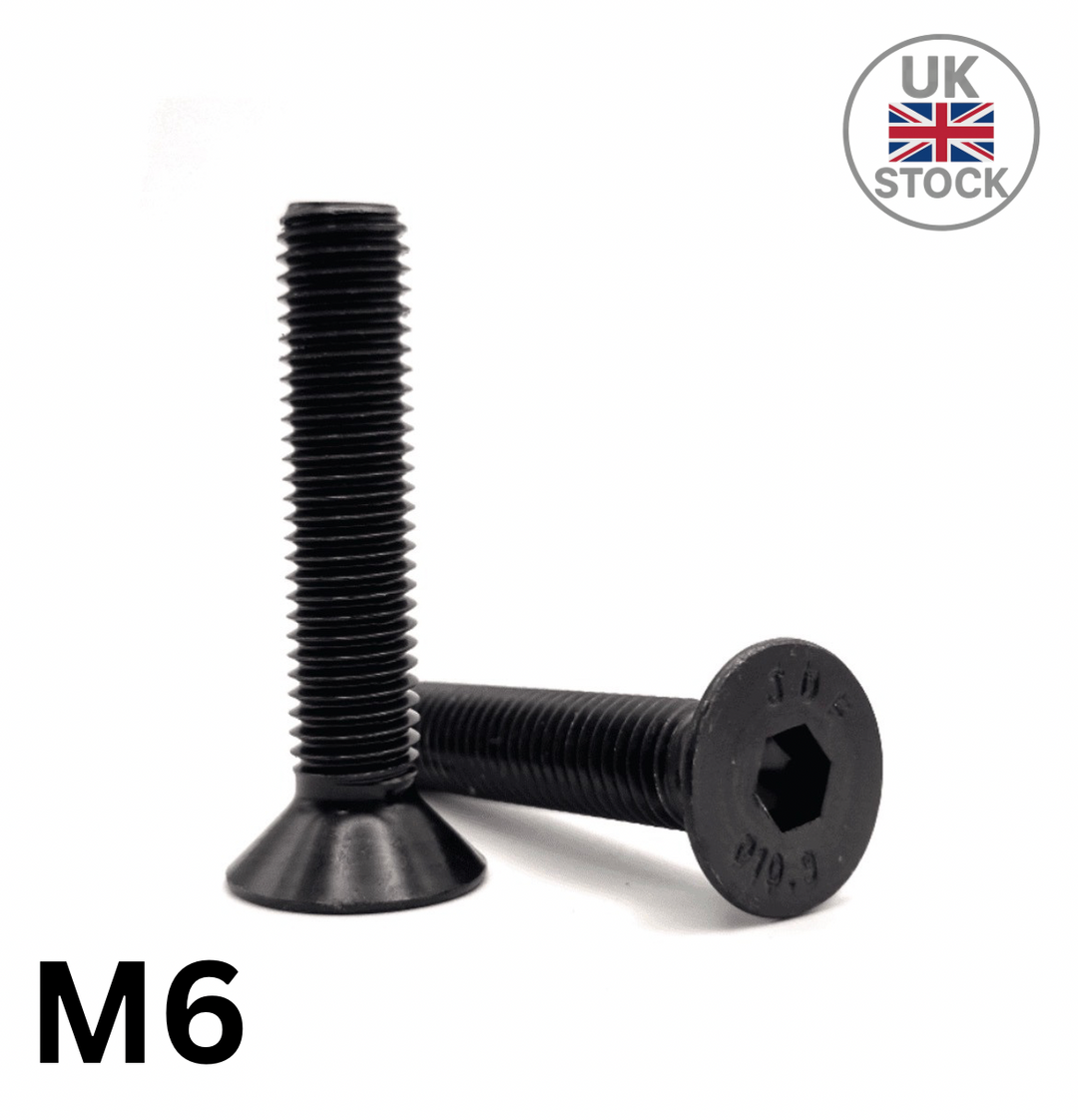M6 Socket Countersunk Head High Tensile Grade 10.9 Self Colour Black