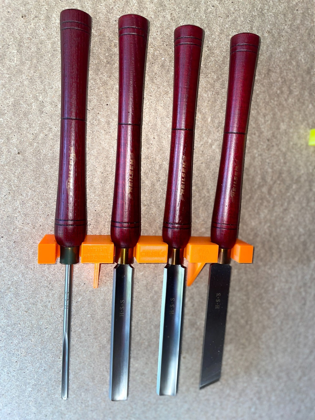 4 Slot Woodturning Chisel Wall Hanger Holder 20mm and 25mm Tool Organizer