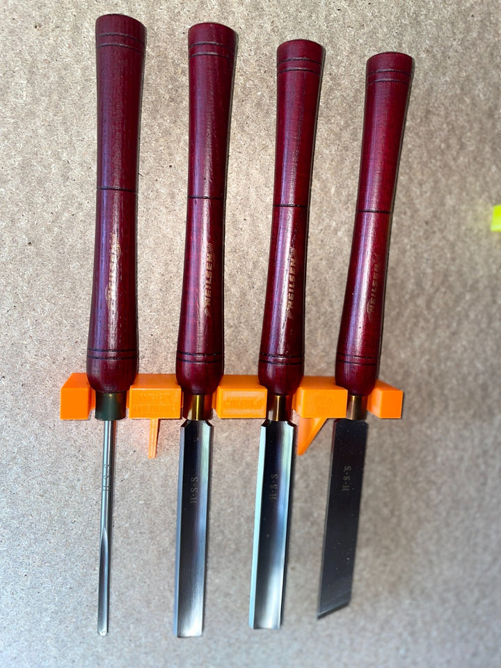 4 Slot Woodturning Chisel Wall Hanger Holder 20mm and 25mm Tool Organizer