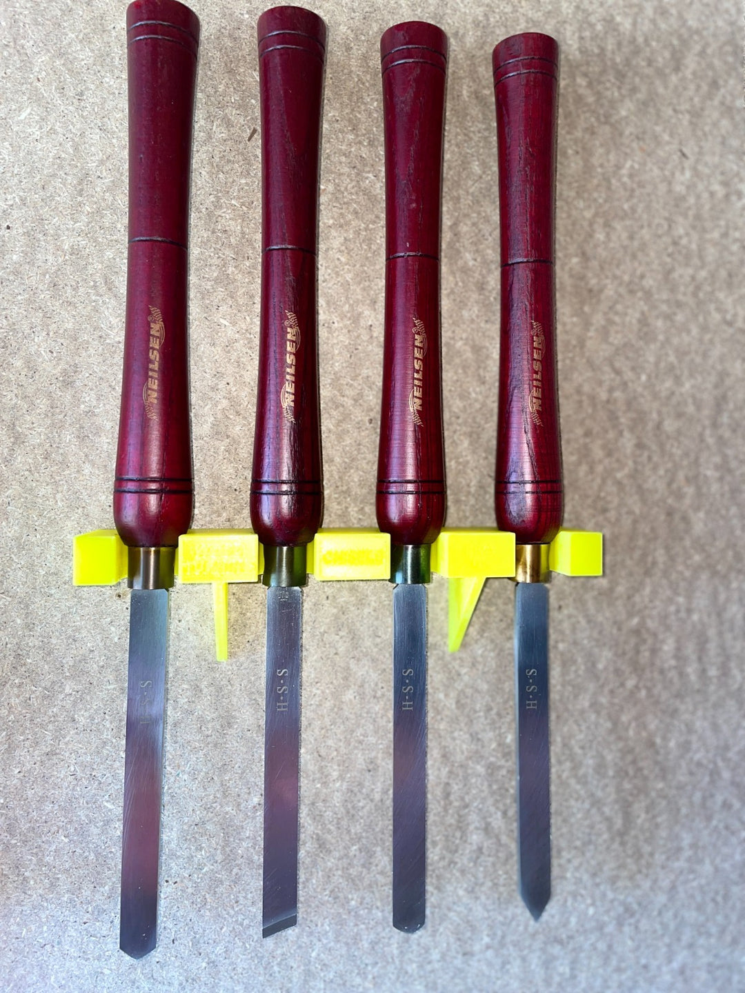4 Slot Woodturning Chisel Wall Hanger Holder 20mm and 25mm Tool Organizer