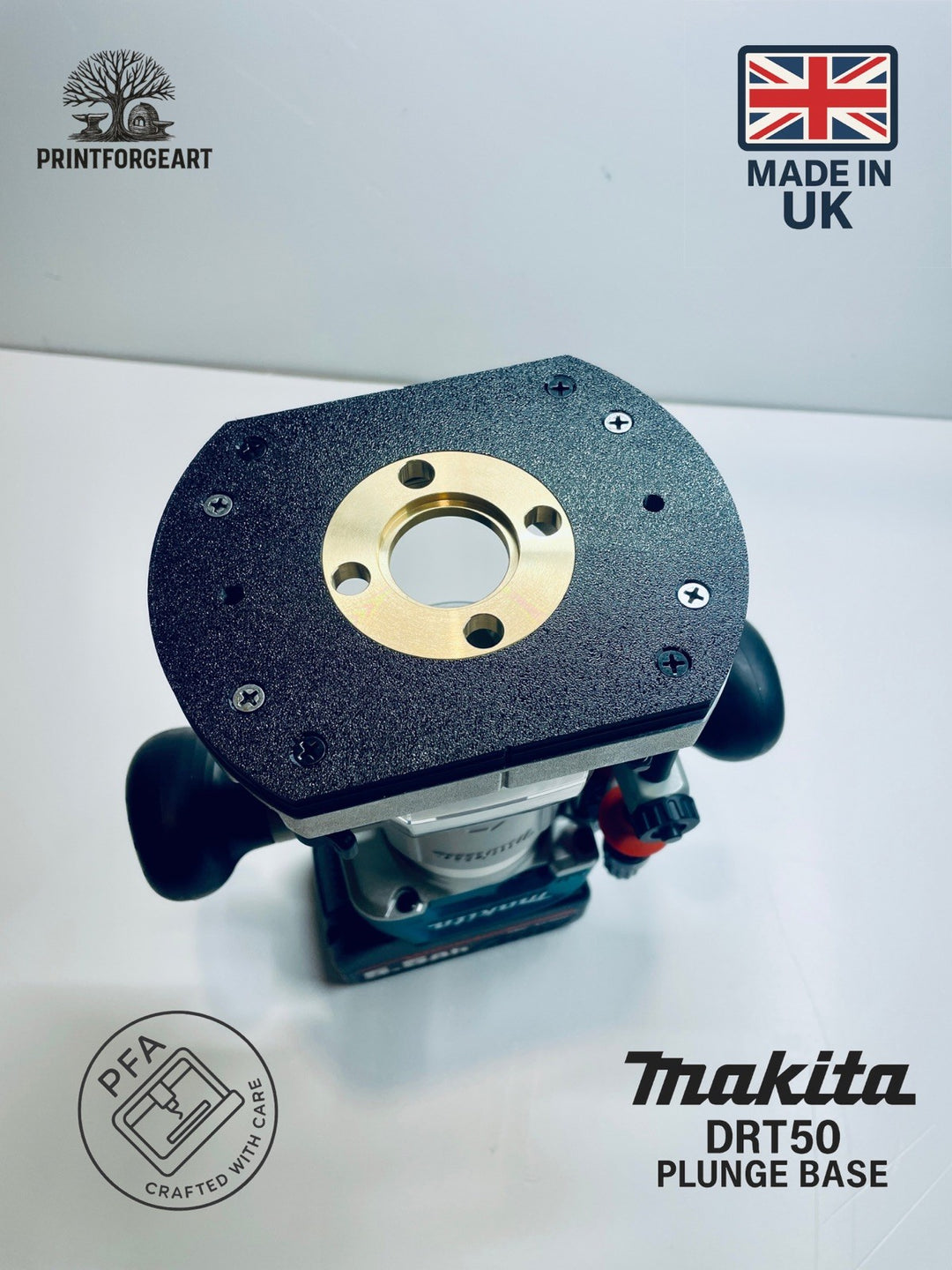 Makita DRT50/Katsu Plunge Base Guide Bush Adapter – Fits Katsu Brass Bushings