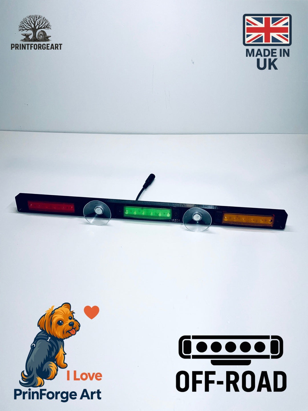 Coloured LED Dash Light Bar | Off-Road / Recovery / Workshop Use | Suction Mount
