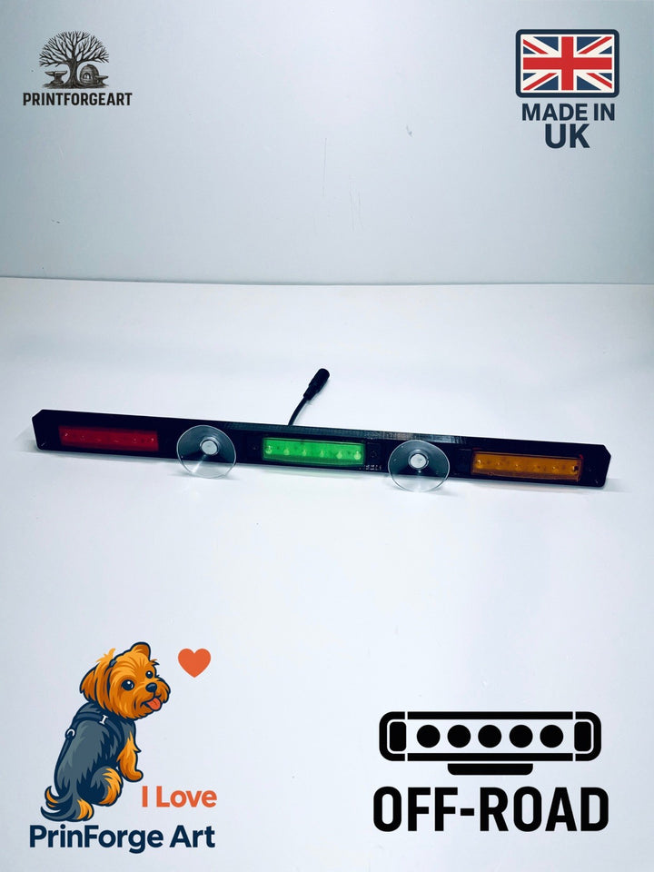Coloured LED Dash Light Bar | Off-Road / Recovery / Workshop Use | Suction Mount
