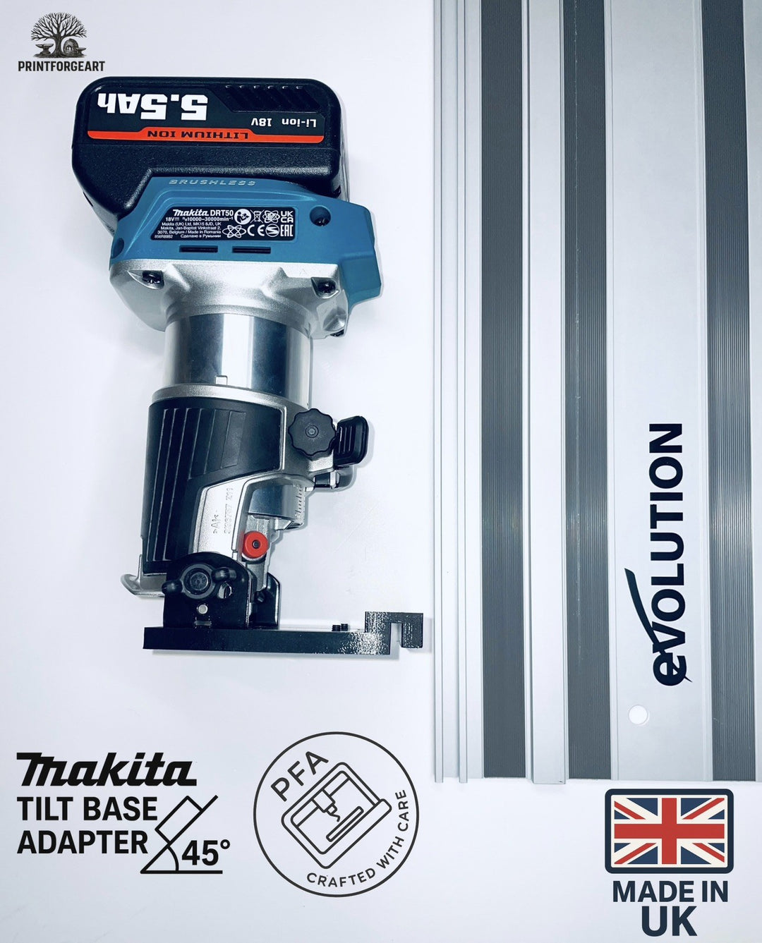 Makita DRT50 RT0700 RT0702 Tilt Base Adapter  Evolution Guide Rail Track