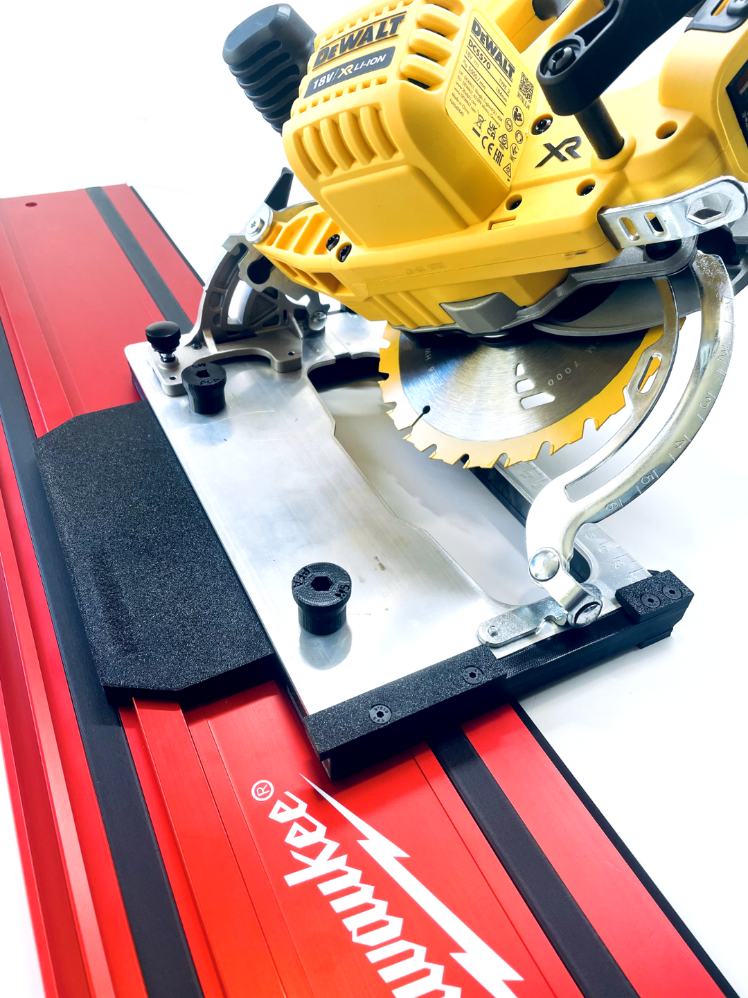 DeWalt DCS570 DWE575 DCS575 DCS578 DCS573 DCS574 Angle Cutting Guide Rail Adapter Base for Makita, Festool, Milwaukee &amp; Evolution Guide Rails