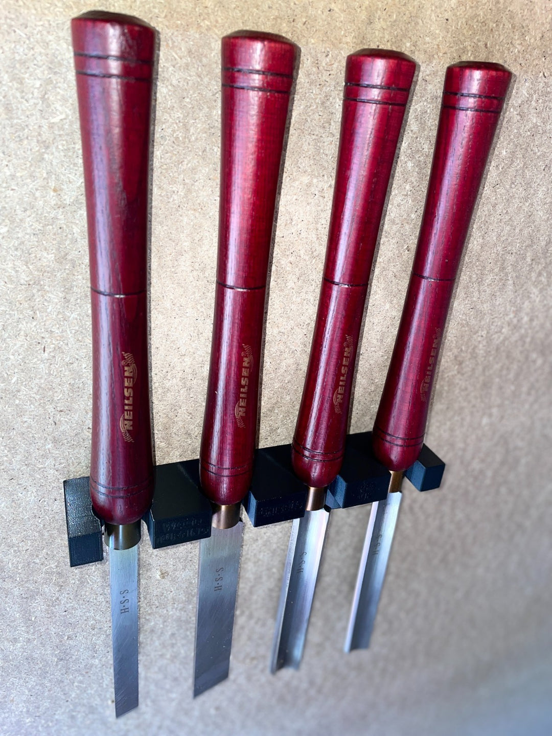 4 Slot Woodturning Chisel Wall Hanger Holder 20mm and 25mm Tool Organizer
