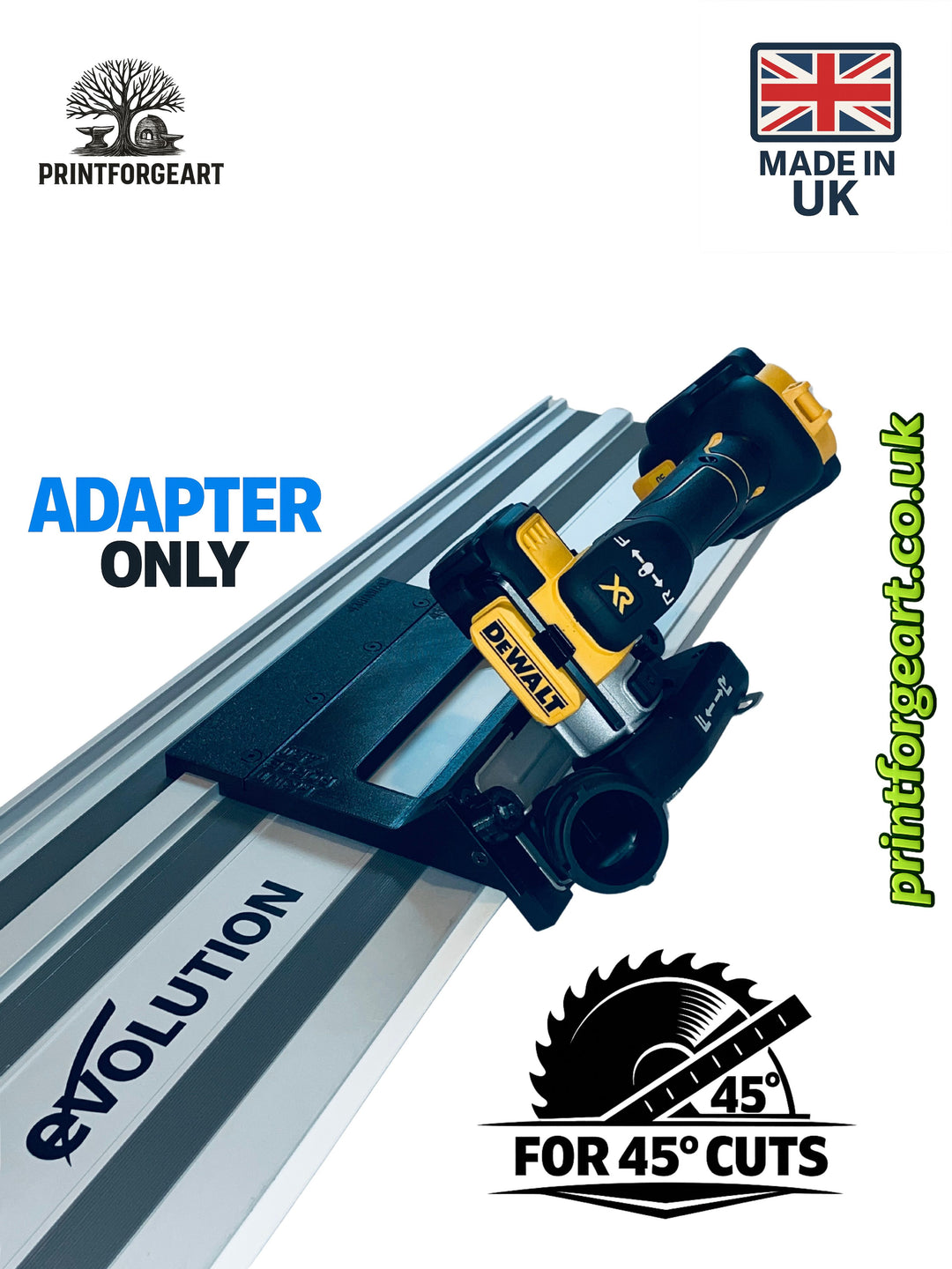 DeWalt DCS438 45° Angle Tile Adapter Base | Compatible with Evolution Guide Rails