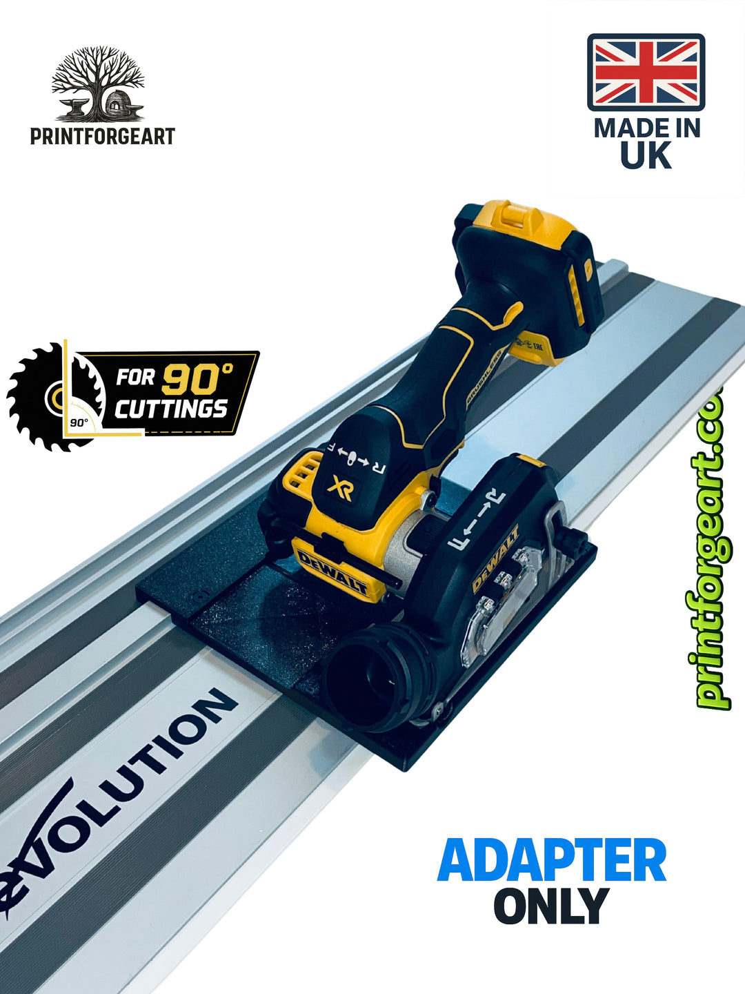 DeWalt DCS438 90° Straight Tile Adapter Base | Compatible with Evolution Guide Rails