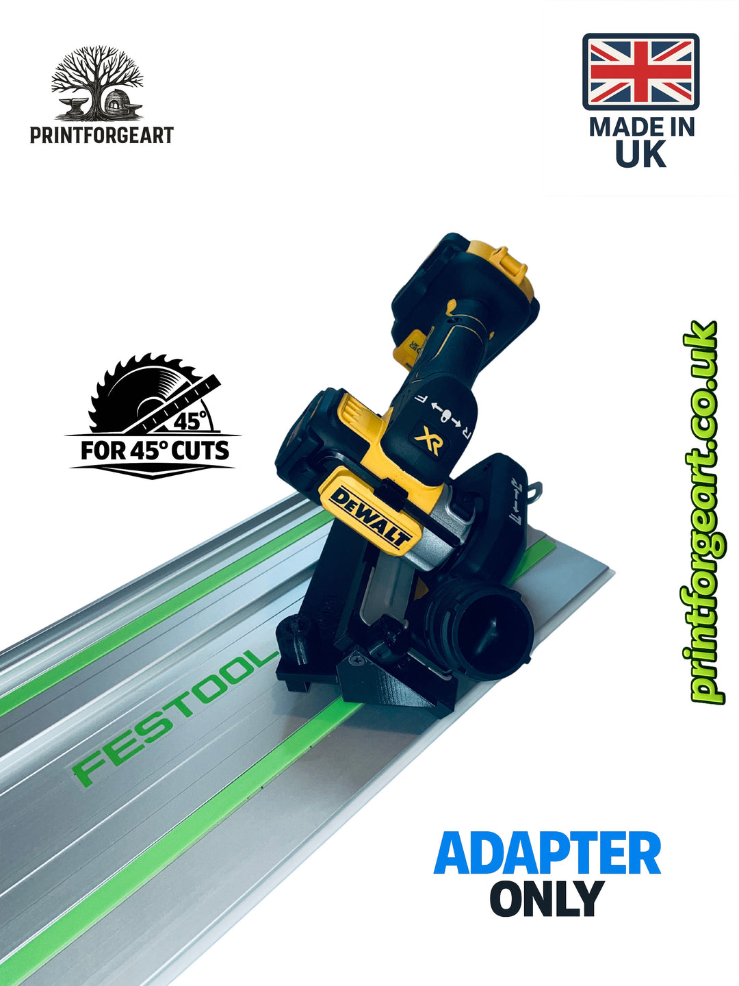DeWalt DCS438 Reverse-Side 45° Angle Tile Adapter Base | Compatible with Festool Guide Rails