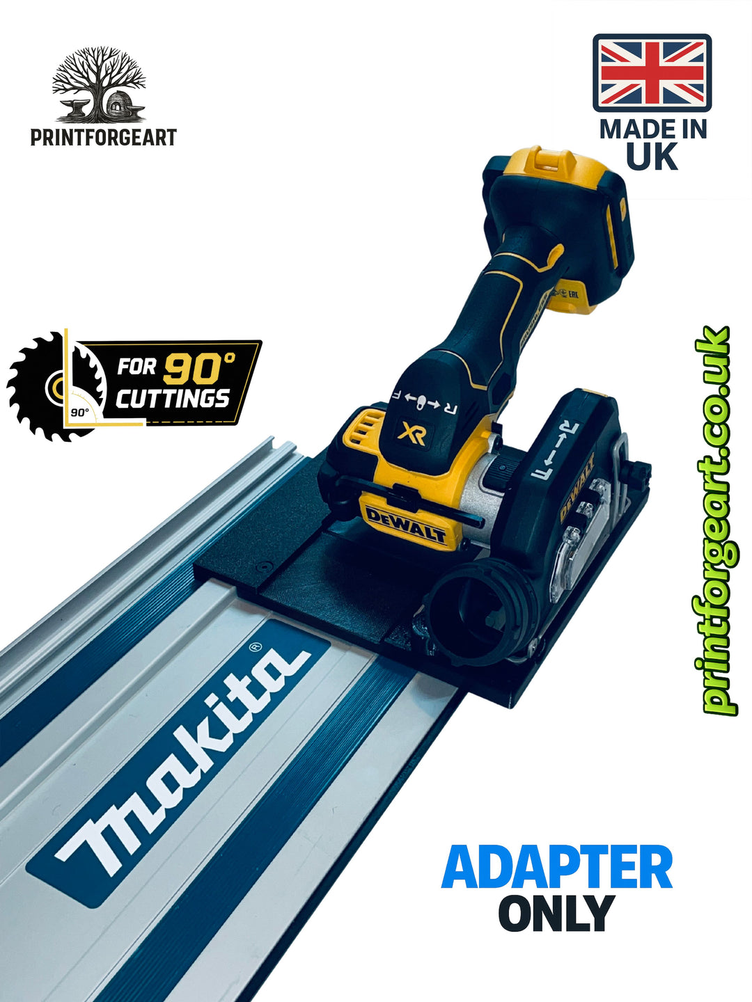 DeWalt DCS438 90° Straight Tile Adapter Base | Compatible with Makita Guide Rails