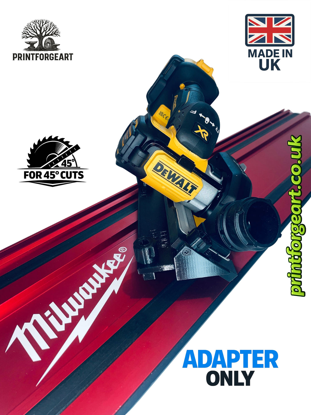 DeWalt DCS438 Reverse-Side 45° Angle Tile Adapter Base | Compatible with Milwaukee Guide Rails