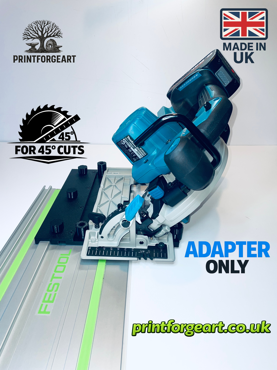 Makita DHS680/DHS680Z Guide Rail Adapter for Festool Track 45° Angle Cutting Version
