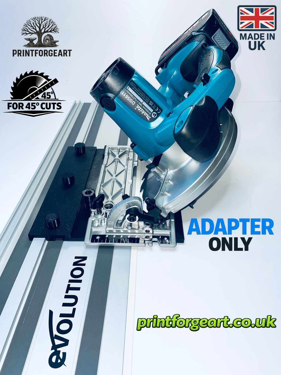 Makita DHS680 DHS680Z Adapter Base for  Evolution Guide Rail Track 45° Angle Cutting Version